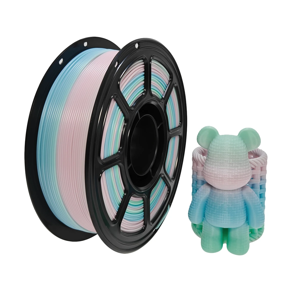 WJ PLA Rainbow filament and printed sample