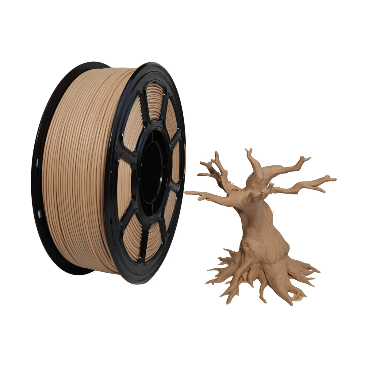 WJ Wood PLA filament and printed sample